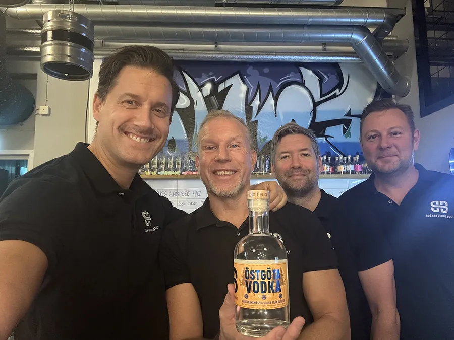 Fyra av grundarna, Viktor, Anders, Gustav och Alexander, i Bränneribolaget i Linköping